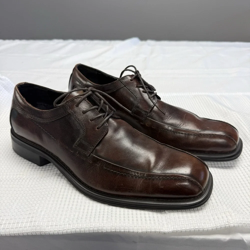 Florsheim Mens 11 D Dress Shoes Derby Oxford Brown Leather Square Toe Driving‎